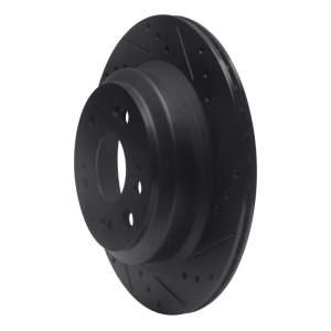 Acura RL Brake Rotor (1) - Rear Right - R1 Concepts - Drilled & Slotted - Black - `05-`12